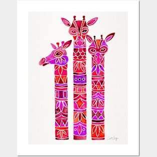 Giraffes Pink Posters and Art